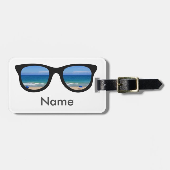 Beach Sunglasses Luggage Tag (Front Horizontal)