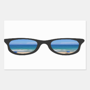 Beach Sunglasses Rectangular Sticker