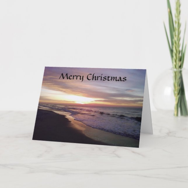 BEACH SUNRISE CHRISTMAS GREETING HOLIDAY CARD (Front)