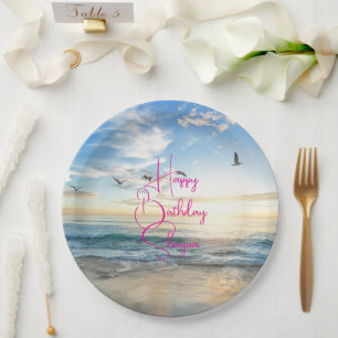 Beach Sunrise Custom Party Paper Plate