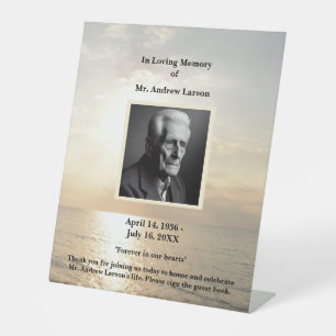  Beach Sunrise Funeral Memorial Pedestal Sign