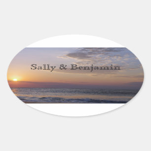 Beach Sunrise Oval Sticker