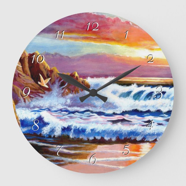 Beach Sunrise Round Clock (Front)