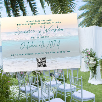 Beach Sunrise Save the Date Wedding Announcement 