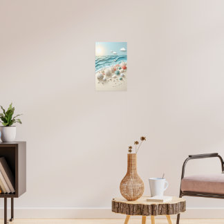 Beach Sunrise & Seashells Poster