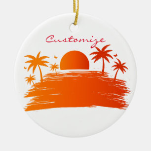 Beach Sunrise Sunset Thunder_Cove Ceramic Tree Decoration