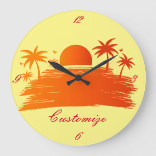 Beach Sunrise Sunset Thunder_Cove Large Clock