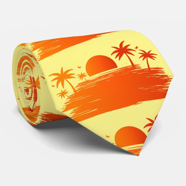 Beach Sunrise Sunset Thunder_Cove Tie (Rolled)