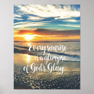 Beach Sunrise with Inspirational Christian Quote Poster