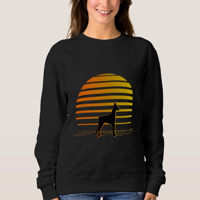 Beach Sunset And Doberman Dog Sweatshirt (Front)