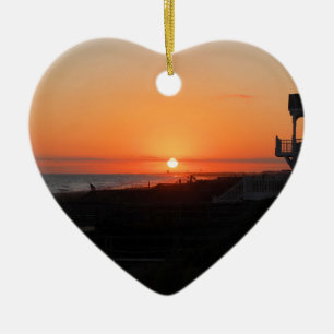 Beach Sunset at Holden Beach NC Ceramic Tree Decoration