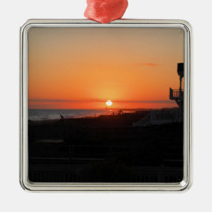 Beach Sunset at Holden Beach NC Metal Tree Decoration