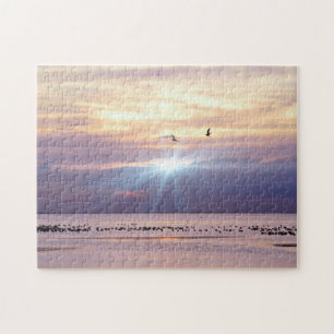 Beach Sunset Bay with Birds Puzzle