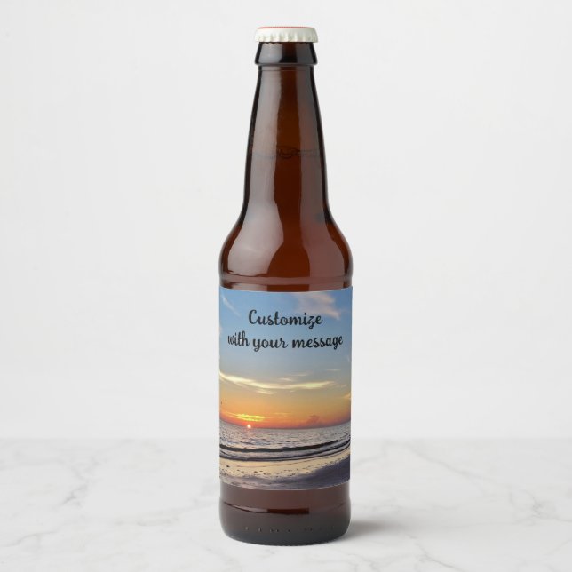 Beach Sunset Beer Bottle Label (Front)