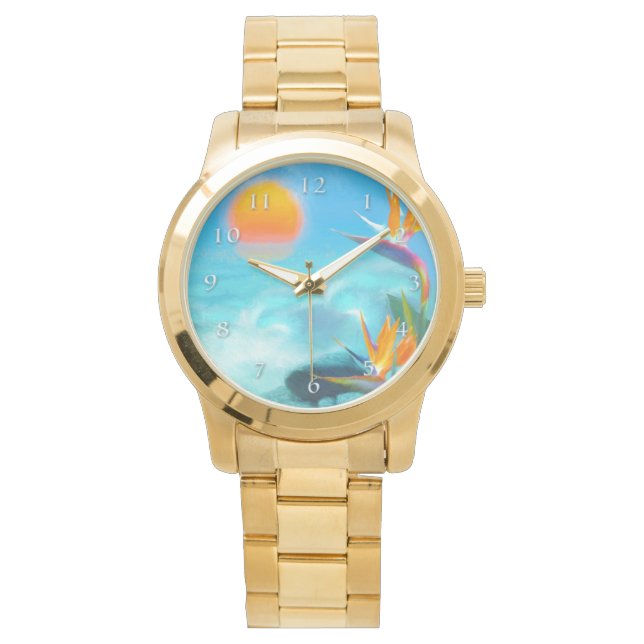 BEACH SUNSET Birds of Paradise Watch (Front)