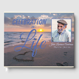 Beach Sunset Celebration Life Blue Guest Book