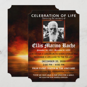 Beach Sunset Celebration of Life Photo Invitation