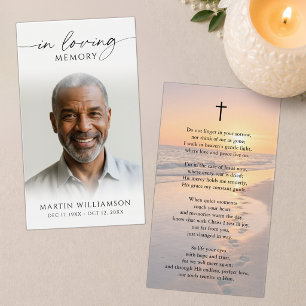 Beach Sunset Christian Memorial Prayer Cards