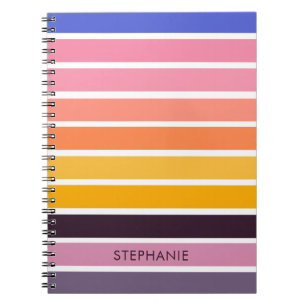 Beach Sunset Colours Striped Personalised Notebook