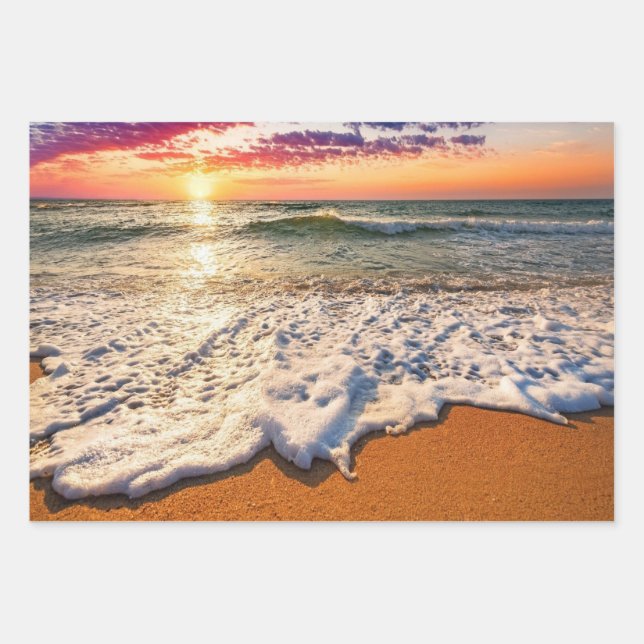 Beach Sunset Decoupage Wrapping Paper Sheet (Front)