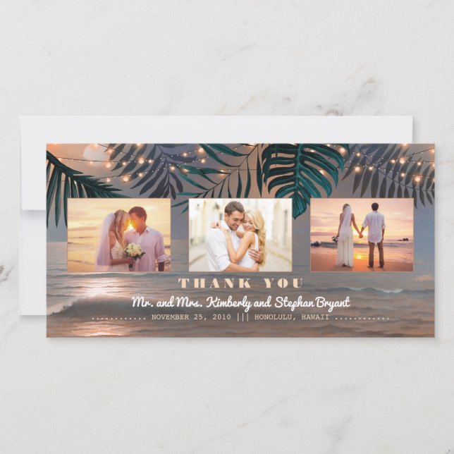 Beach Sunset Destination Wedding Thank You (Front)