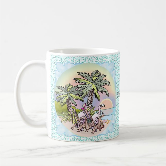 Beach Sunset Flamingo  mug (Left)