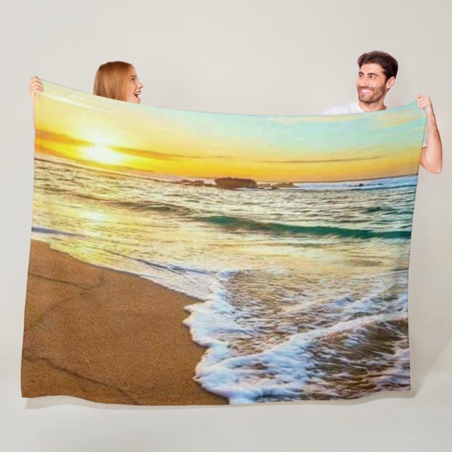 Beach Sunset  Fleece Blanket (In Situ)