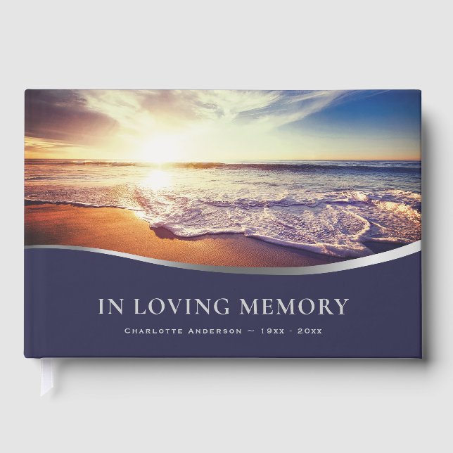 Beach Sunset Funeral Guest Book (Front)