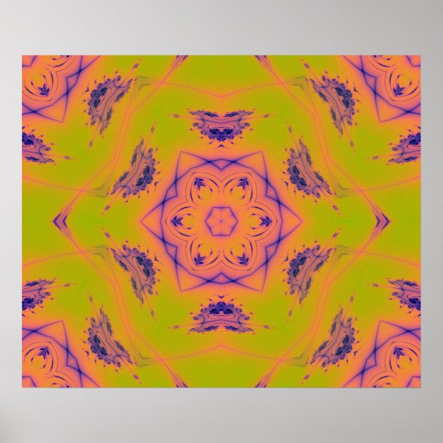 Beach Sunset Gradient Contrast Mandela Poster (Front)