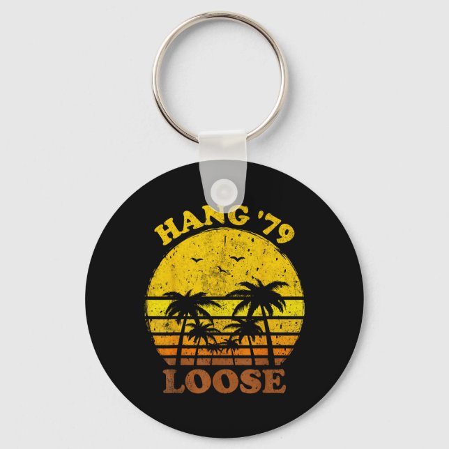 Beach Sunset Hang Loose Summer Surfing Retro Key Ring (Front)