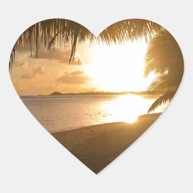 beach sunset heart sticker (Front)