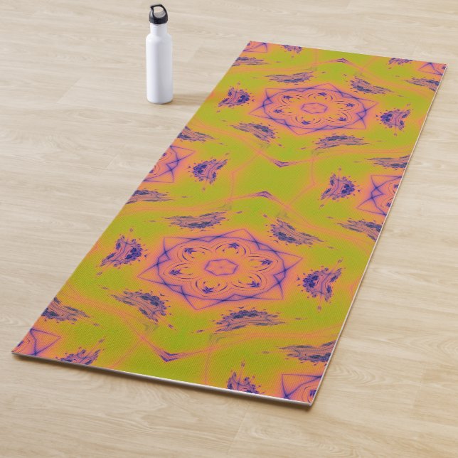 Beach Sunset High Contrast Mandela Yoga Mat (In Situ)