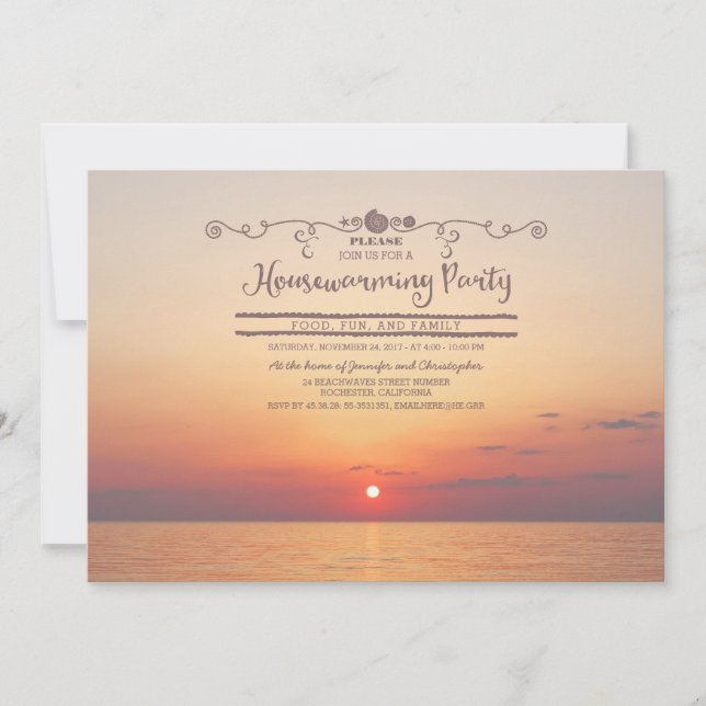 Beach Sunset Housewarming Party Invitation (Front)