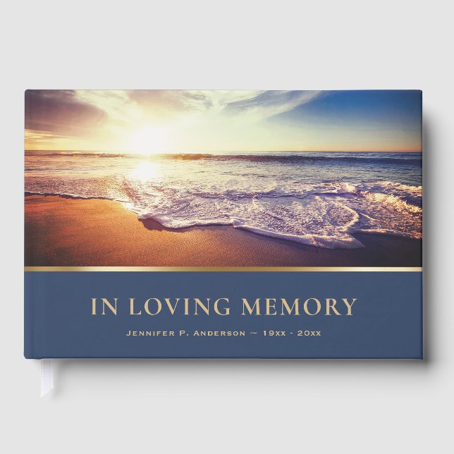 Beach Sunset In Loving Memory Guest Book (Front)