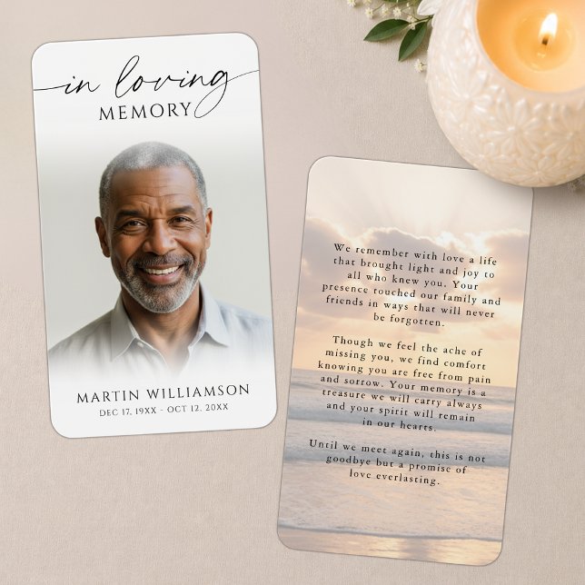Beach Sunset In Loving Memory Photo Prayer Card (Creator Uploaded)