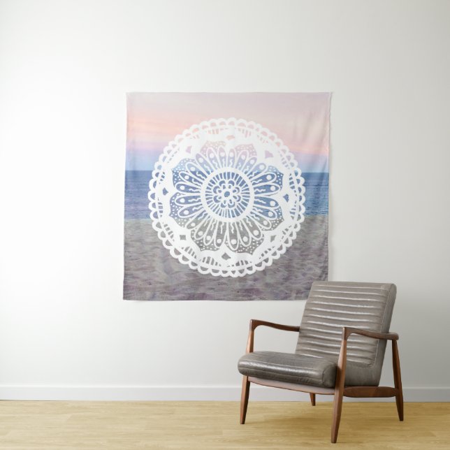 Beach Sunset Mandala Tapestry (In Situ)