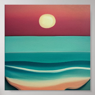 Beach sunset minimalist art  poster