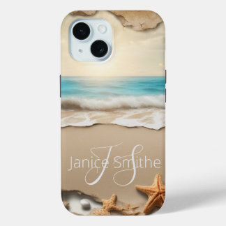 Beach Sunset Monogram iPhone 15 Case