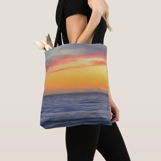 Beach Sunset Ocean Beach Bag Tote (Close Up)