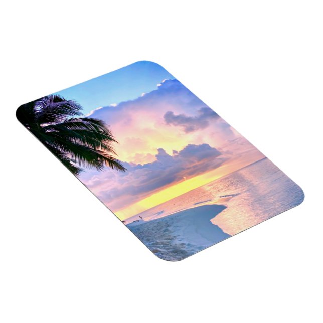 Beach Sunset ocean sand palm tree Maldives Miami Magnet (Right Side)