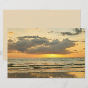 Beach sunset ocean sea cloudy sky scrapbook paper