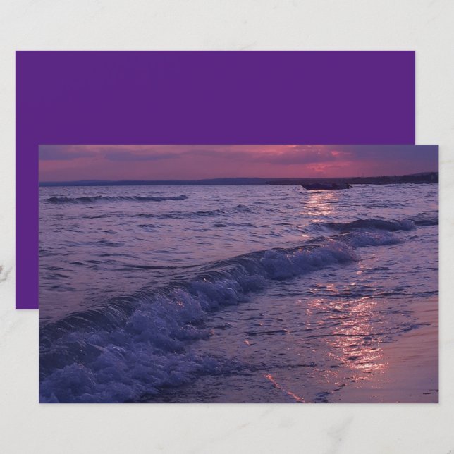 Beach sunset ocean sea cloudy sky scrapbook paper (Front/Back)