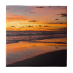 Beach Sunset Ocean View Orange Yellow Tile<br><div class="desc">Enjoy the sunset every day with this design. The beautiful oranges and yellows make this sunset absolutely stunning and will be a great addition to your beach themed bathroom.</div>