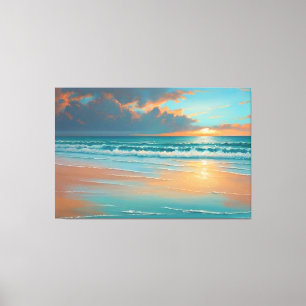 Beach Sunset Painting Canvas Print