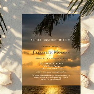 Beach Sunset Palm Celebration Of Life Invitation