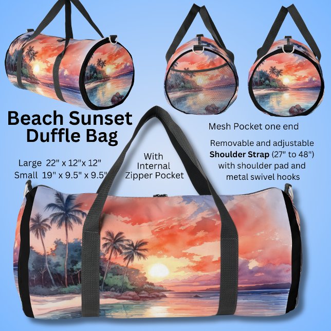Beach Sunset Palm Trees Painting Duffle Bag (Creator Uploaded)