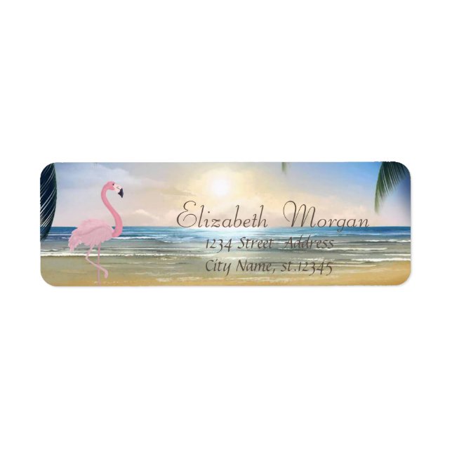 Beach,Sunset,Palms, Pink Flamingo (Front)