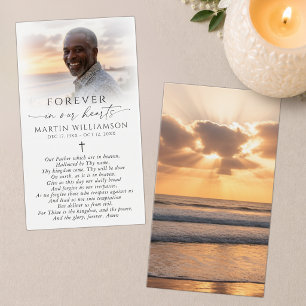 Beach Sunset Photo Cross Sympathy Prayer Card