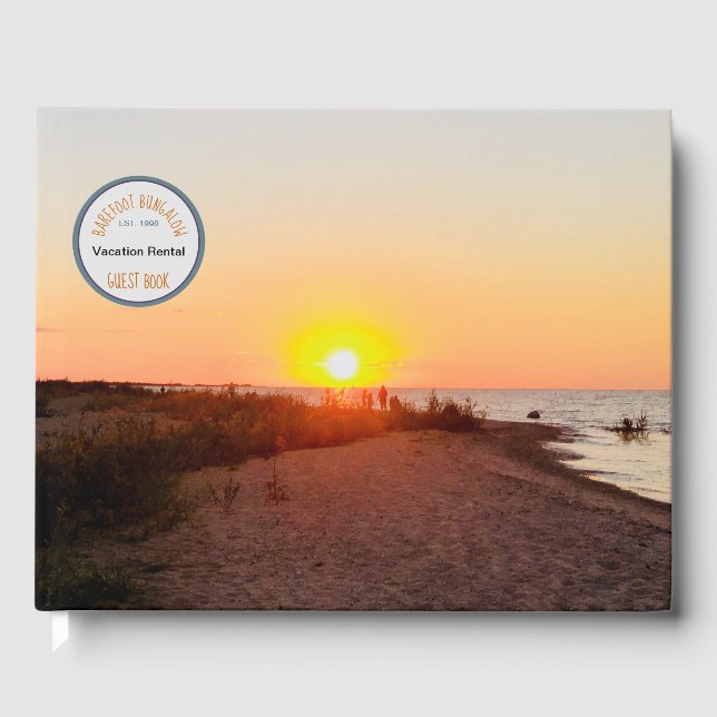 Beach Sunset Photo Vacation Rental Guest Book (Front)