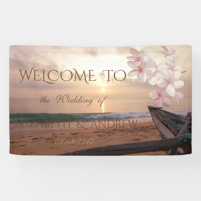 Beach Sunset Plumeria  Wedding Banner (Horizontal)